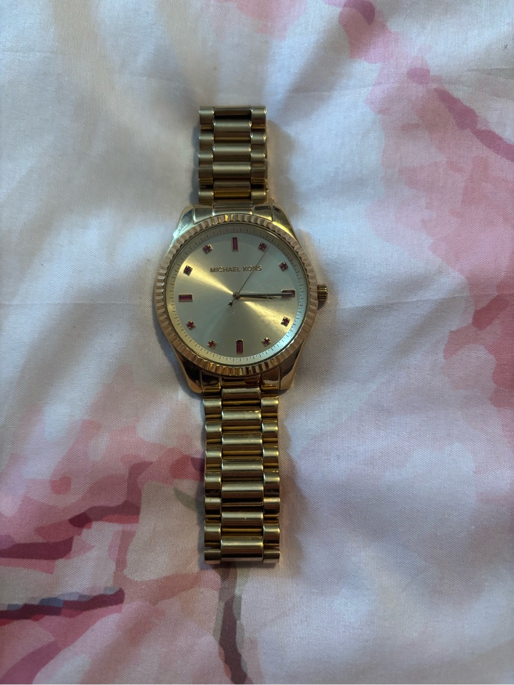 Michael Kors Gold Watch with Pink Dial Accents Like New!